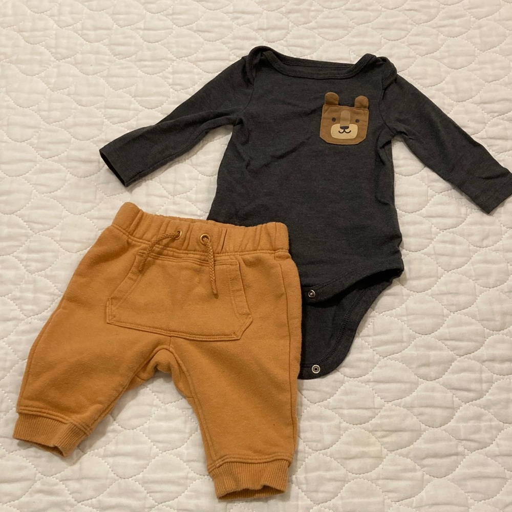 Cat & Jack Charcoal and Tan Kids Matching Set